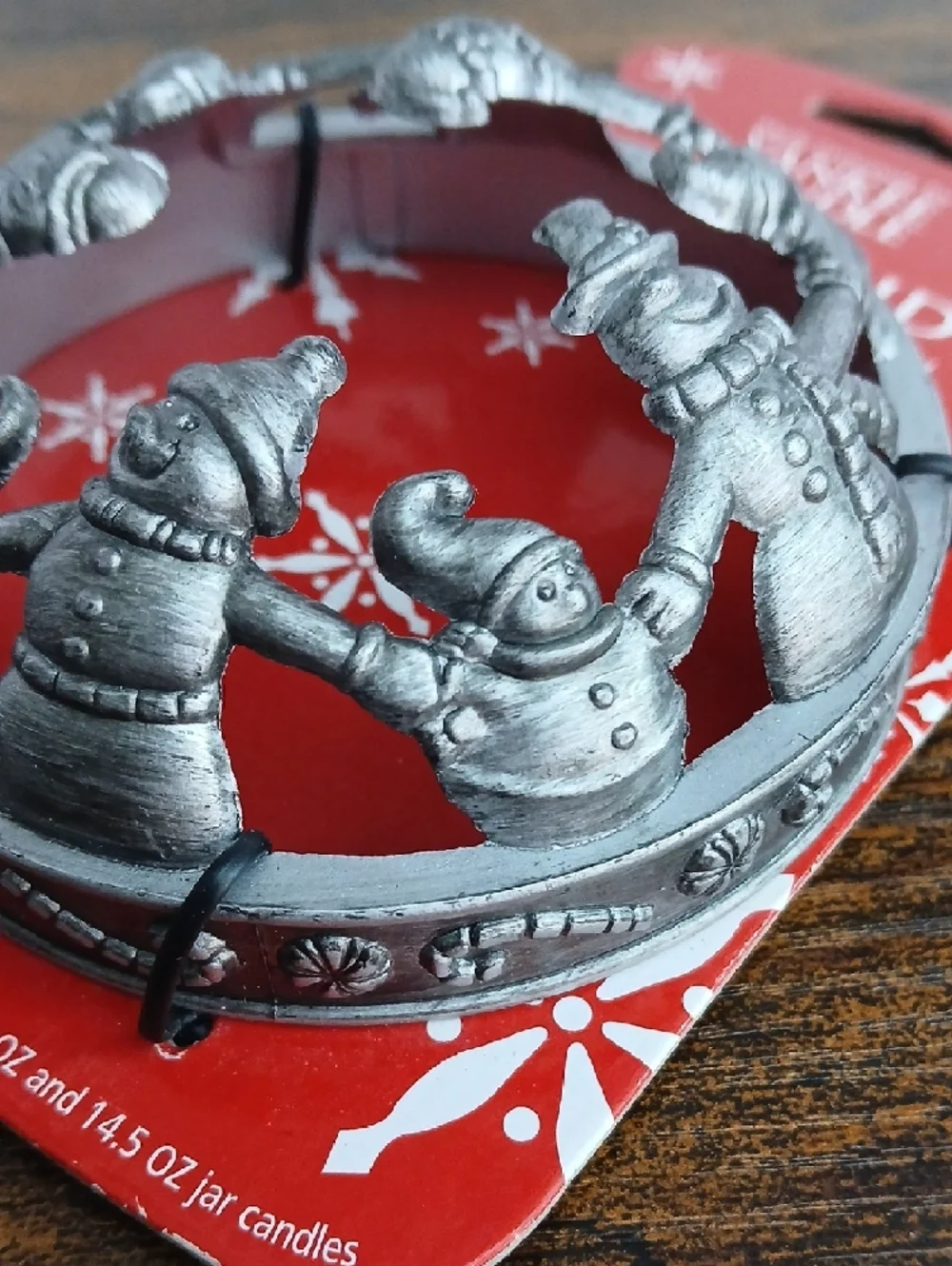 NWT Yankee Candle Silver Snowman Illuma-Lid Jar Ring Christmas